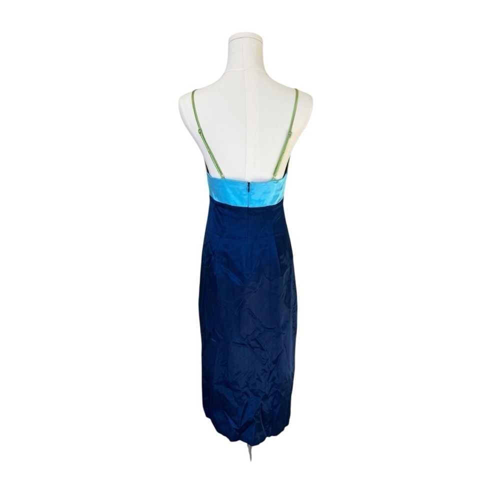 STAUD - NWT Ellis Colorblock Satin Y2K Midi Slit Dress Sz 6 - Picture 7 of 12